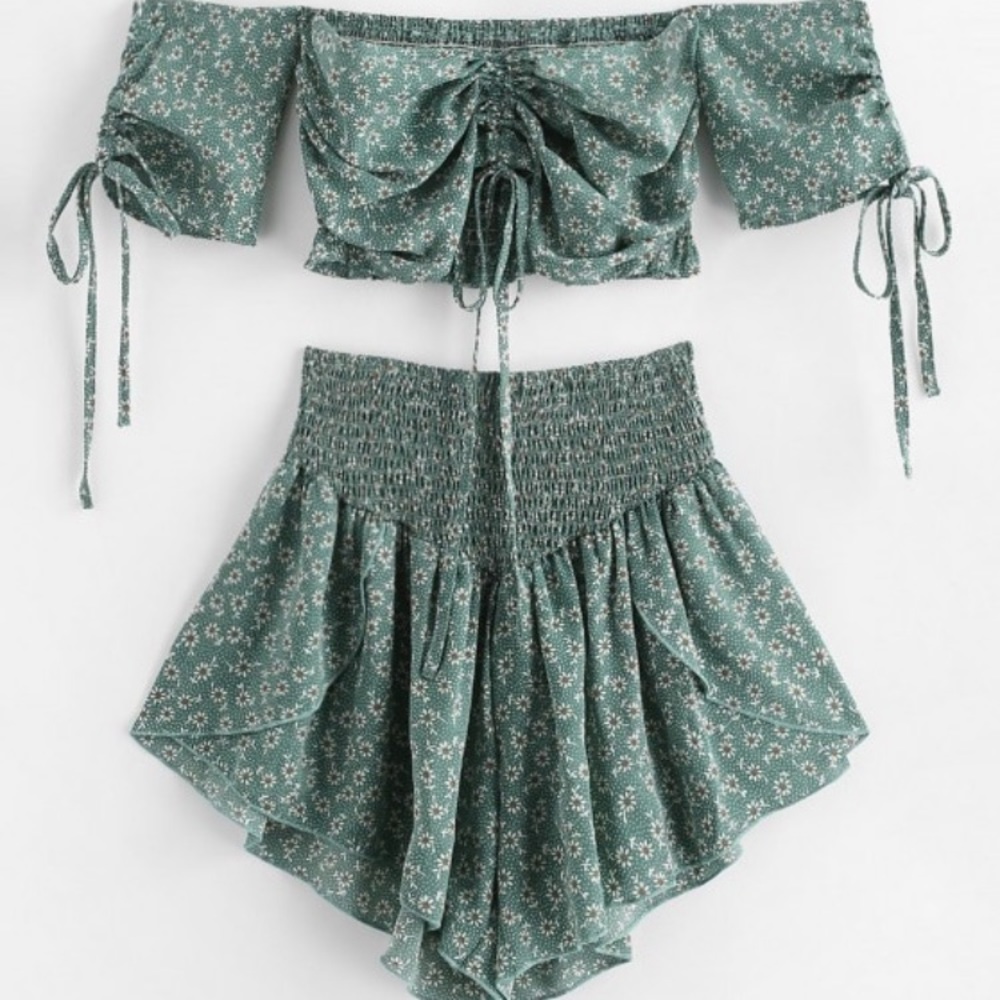 ZAFUL off shoulder cinched floral set